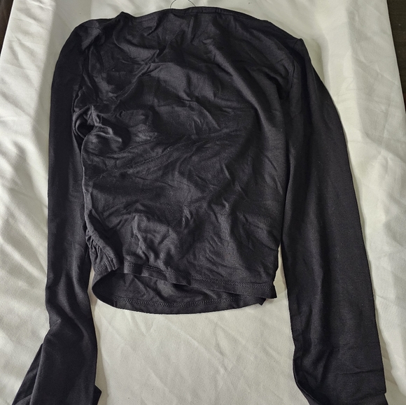 Miss Selfridge Long Sleeve Twist Front Top Black Size 2 - Picture 4 of 6